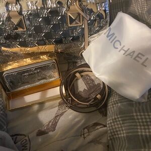 Michael Kors Metallic Silver Bag Set